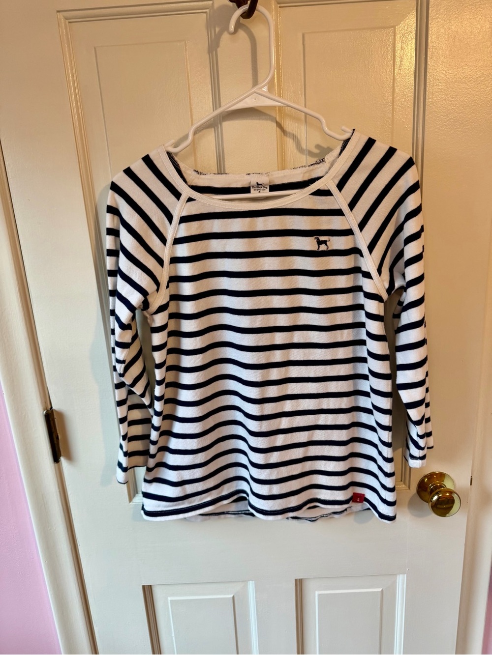 Black Dog' Striped Long-Sleeve Top - Navy & White